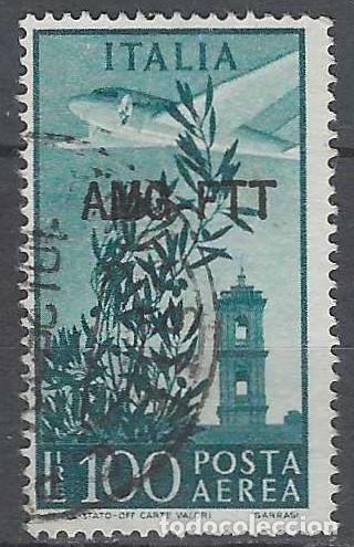 Sellos: ITALIA TRIESTE ZONA A 1949-50 - CORREO A&Eacute;REO, SOBREIMPRESO, VERDE NEGRUZCO - USADO