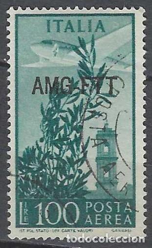Sellos: ITALIA TRIESTE ZONA A 1949-50 - CORREO A&Eacute;REO, SOBREIMPRESO, VERDE NEGRUZCO - USADO