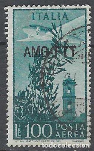 Sellos: ITALIA TRIESTE ZONA A 1949-50 - CORREO A&Eacute;REO, SOBREIMPRESO, VERDE NEGRUZCO - USADO