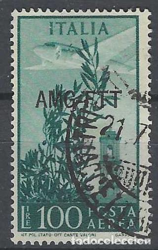Sellos: ITALIA TRIESTE ZONA A 1949-50 - CORREO A&Eacute;REO, SOBREIMPRESO, VERDE NEGRUZCO - USADO