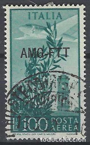 Sellos: ITALIA TRIESTE ZONA A 1949-50 - CORREO A&Eacute;REO, SOBREIMPRESO, VERDE NEGRUZCO - USADO