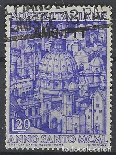 Sellos: ITALIA TRIESTE ZONA A 1950 - A&Ntilde;O SANTO, IGLESIAS DE ROMA, SOBREIMPRESO, VIOLETA - USADO