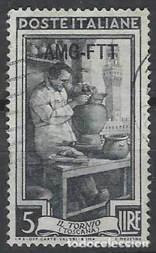 Sellos: ITALIA TRIESTE ZONA A 1950 - ITALIA TRABAJA, ALFARERO, SOBREIMPRESO - USADO