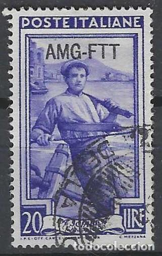 Sellos: ITALIA TRIESTE ZONA A 1950 - ITALIA TRABAJA, PESCADOR, SOBREIMPRESO - USADO