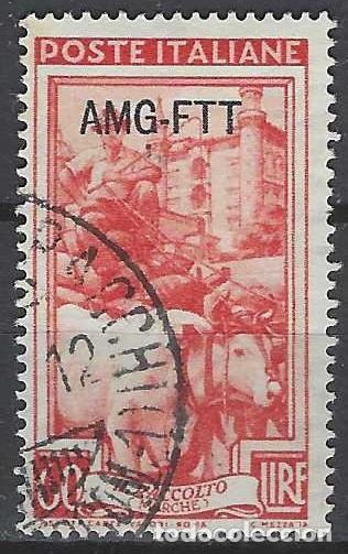 Sellos: ITALIA TRIESTE ZONA A 1950 - ITALIA TRABAJA,GANADERO, SOBREIMPRESO - USADO