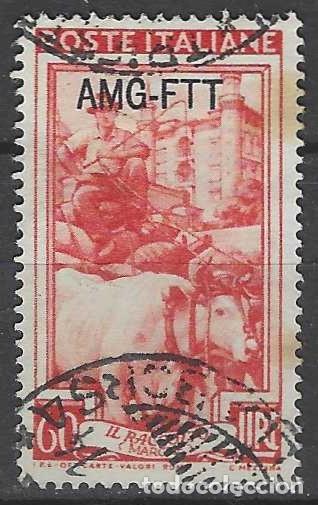 Sellos: ITALIA TRIESTE ZONA A 1950 - ITALIA TRABAJA,GANADERO, SOBREIMPRESO - USADO