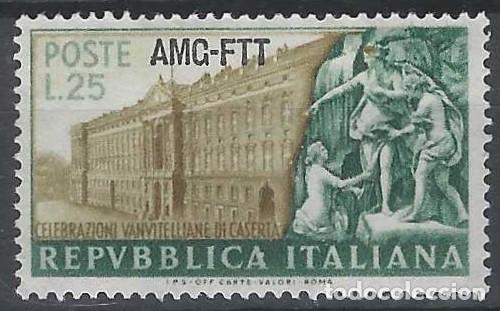 Sellos: ITALIA TRIESTE ZONA A 1952 - BICENTENARIO DEL PALACIO REAL DE CASERTA, SOBREIMPRESO - MH*