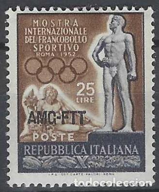 Sellos: ITALIA TRIESTE ZONA A 1952 - EXPO. FILAT&Eacute;LICA DEPORTIVA, SOBREIMPRESO - MNH**