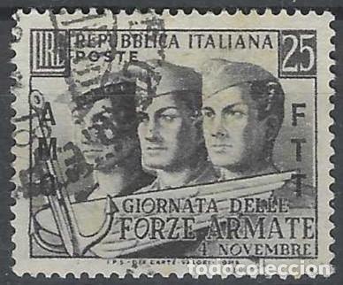 Sellos: ITALIA TRIESTE ZONA A 1952 - D&Iacute;A DE LAS FUERZAS ARMADAS, SOBREIMPRESO - USADO