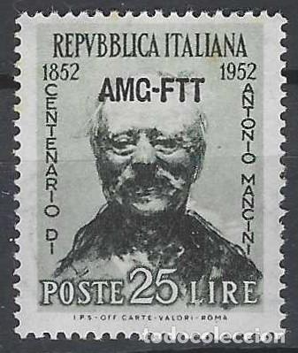 Sellos: ITALIA TRIESTE ZONA A 1952 - CENTENARIO DEL ANTONIO MANCINI, SOBREIMPRESO - MH*