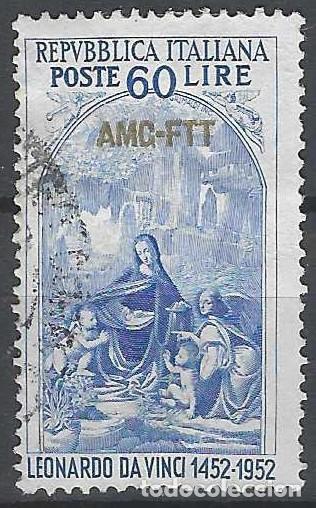 Sellos: ITALIA TRIESTE ZONA A 1952 - 500&ordm; ANIV. DE LEONARDO DA VINCI, SOBREIMPRESO - USADO