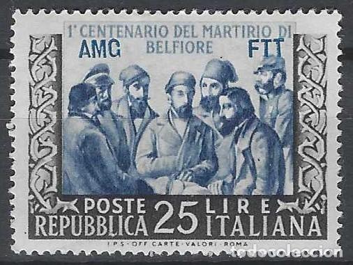 Sellos: ITALIA TRIESTE ZONA A 1953 - CENTENARIO DE LA EJECUCU&Oacute;N DE 5 PATRIOTAS DE BELFIORE - MH*