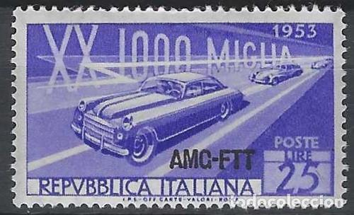 Sellos: ITALIA TRIESTE ZONA A 1953 - GRAN PREMIO DE LAS 20.000 MILLAS, SOBREIMPRESO - MNH**