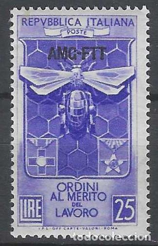 Sellos: ITALIA TRIESTE ZONA A 1953 - ORDEN AL M&Eacute;RITO EN EL TRABAJO, SOBREIMPRESO - MNH**