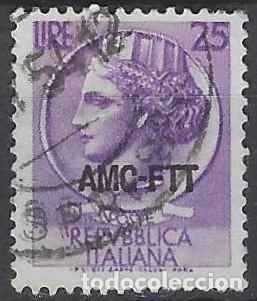 Sellos: ITALIA TRIESTE ZONA A 1953 - MONEDA SIRACUSA, SOBREIMPRESO - USADO