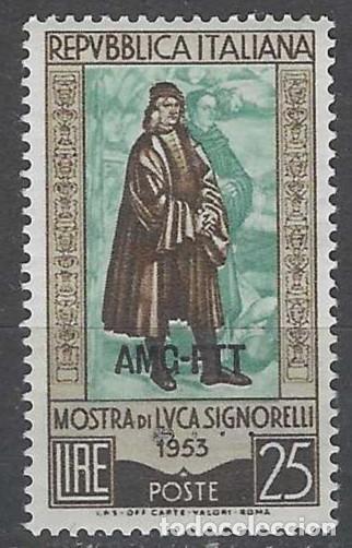 Sellos: ITALIA TRIESTE ZONA A 1953 - EXPO. DE OBRAS DE LUCA SIGNORELLI, SOBREIMPRESO - MNH**