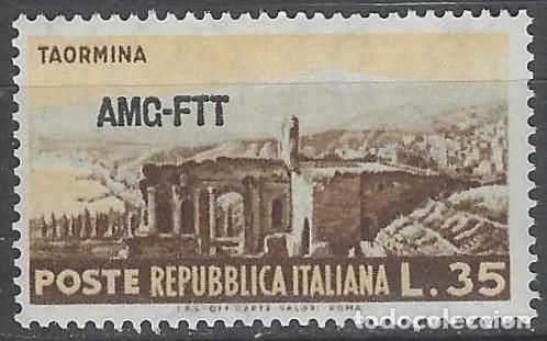 Sellos: ITALIA TRIESTE ZONA A 1954 - TURISMO, TAORMINA, SOBREIMPRESO - MNH**