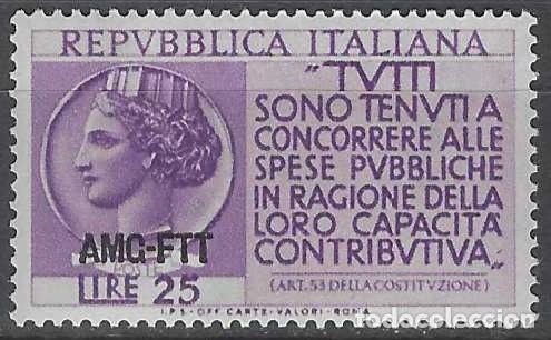 Sellos: ITALIA TRIESTE ZONA A 1954 - PROPAGANDA PARA EL PAGO DE IMPUESTOS, SOBREIMPRESO - MNH**