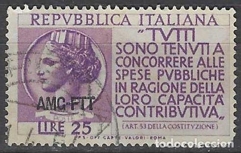 Sellos: ITALIA TRIESTE ZONA A 1954 - PROPAGANDA PARA EL PAGO DE IMPUESTOS, SOBREIMPRESO - USADO