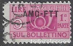 Sellos: ITALIA TRIESTE ZONA A 1947-48 - PAQUETE POSTAL, SOBREIMPRESO, P&Uacute;RPURA - USADO
