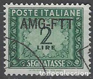 Sellos: ITALIA TRIESTE ZONA A 1949-54 - SELLO DE FRANQUEO, SOBREIMPRESO, VERDE OSCURO - USADO