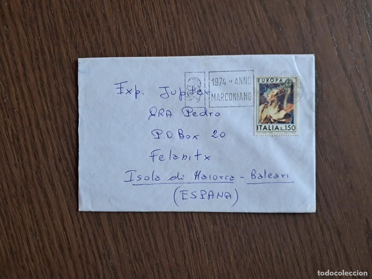 Sellos: sobre, carta circulada con sellos de Italia, a&ntilde;o 1974, radioaficionado.