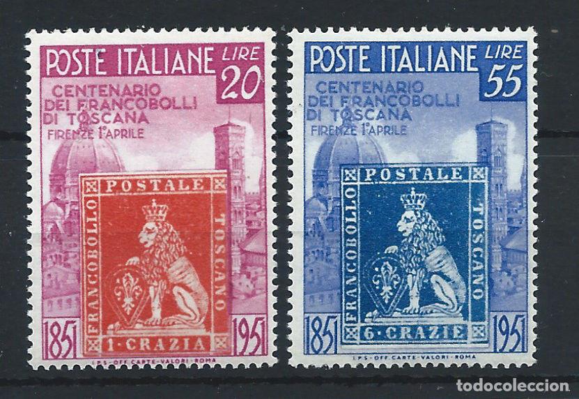 Sellos: Italie N&deg;591/92** (MNH) 1951 - Centenaire du 1er timbre de Toscane