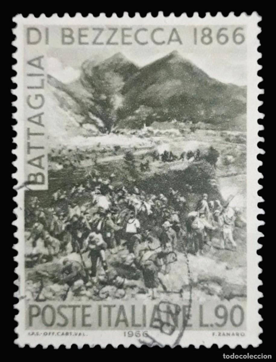 Sellos: ITALIA 1966 Centenario de la batalla de Bezzecca. USADO.
