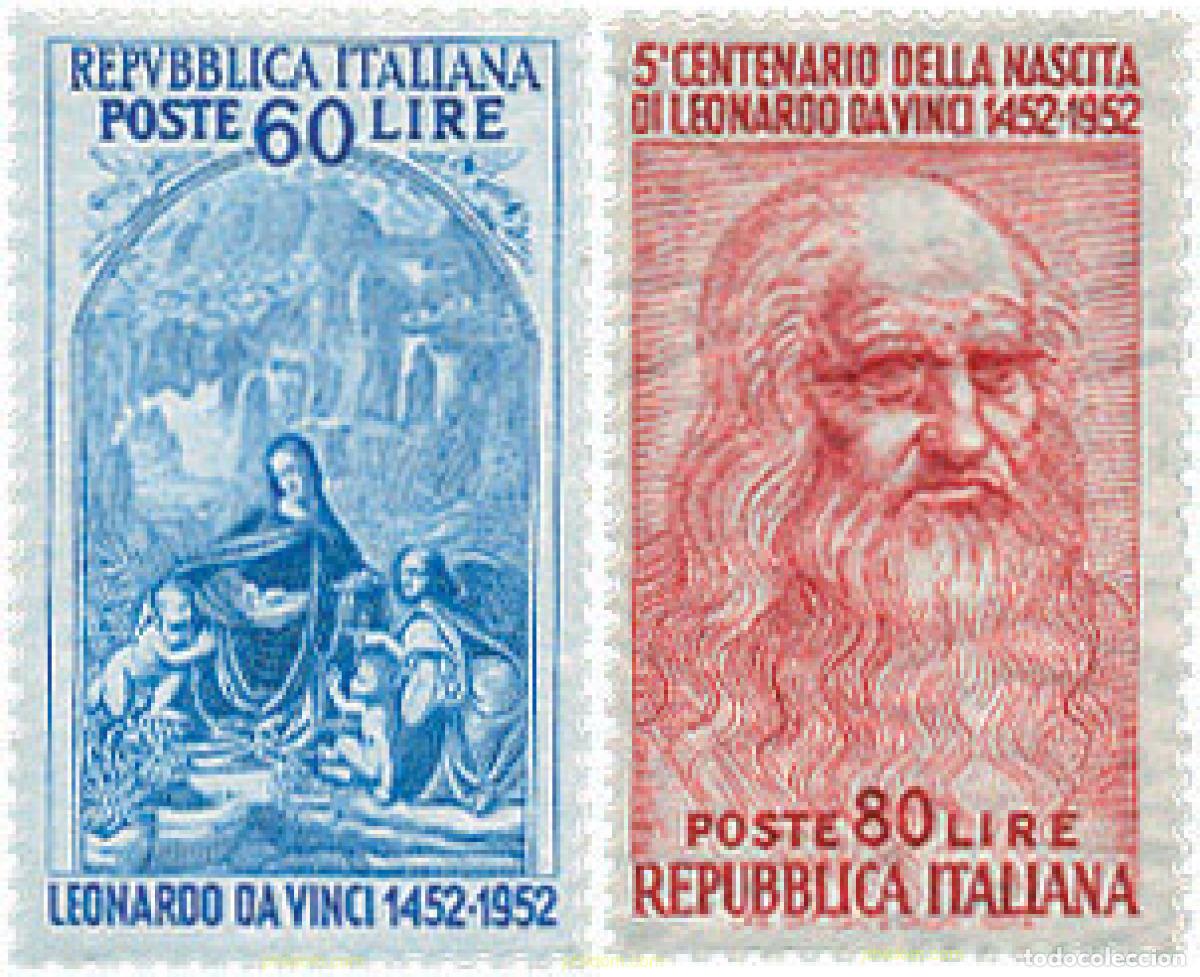 Sellos: 124356 MNH ITALIA 1952 500 ANIVERSARIO DEL NACIMIENTO DE LEONARDO DE VINCI