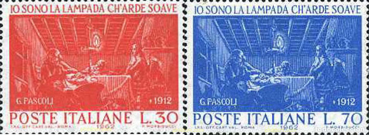 Sellos: 130556 MNH ITALIA 1962 50 ANIVERSARIO DE LA MUERTE DEL POETA G. PASCOLI