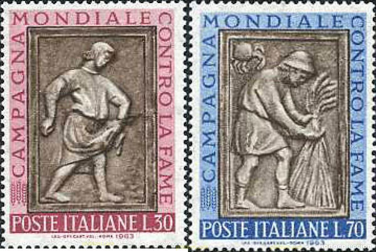 Sellos: 134740 MNH ITALIA 1963 CAMPA&Ntilde;A MUNDIAL CONTRA EL HAMBRE