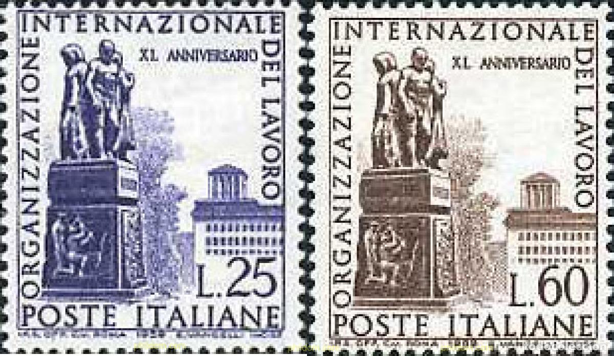 Sellos: 130536 MNH ITALIA 1959 40 ANIVERSARIO DE LA ORGANIZACION INTERNACIONAL DEL TRABAJO