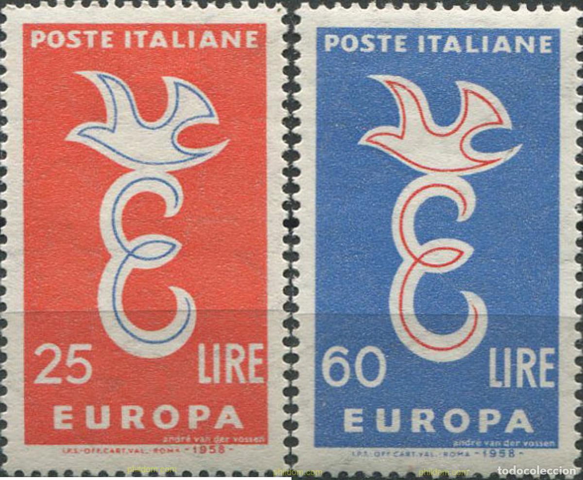 Sellos: 62021 MNH ITALIA 1958 EUROPA CEPT. FACTOR DE PAZ Y FUENTE DE BIENESTAR
