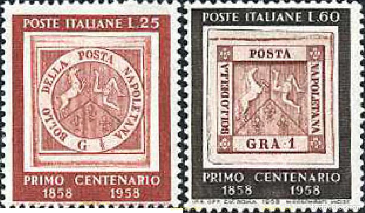 Sellos: 130480 MNH ITALIA 1958 CENTENARIO DEL SELLO DE NAPOLES
