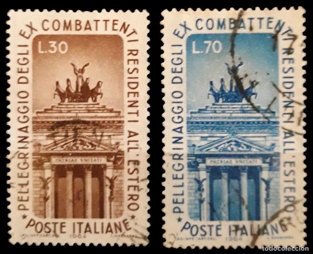 Sellos: ITALIA 1964 Peregrinaje de los soldados veteranos italianos del extranjero a Roma. USADO.