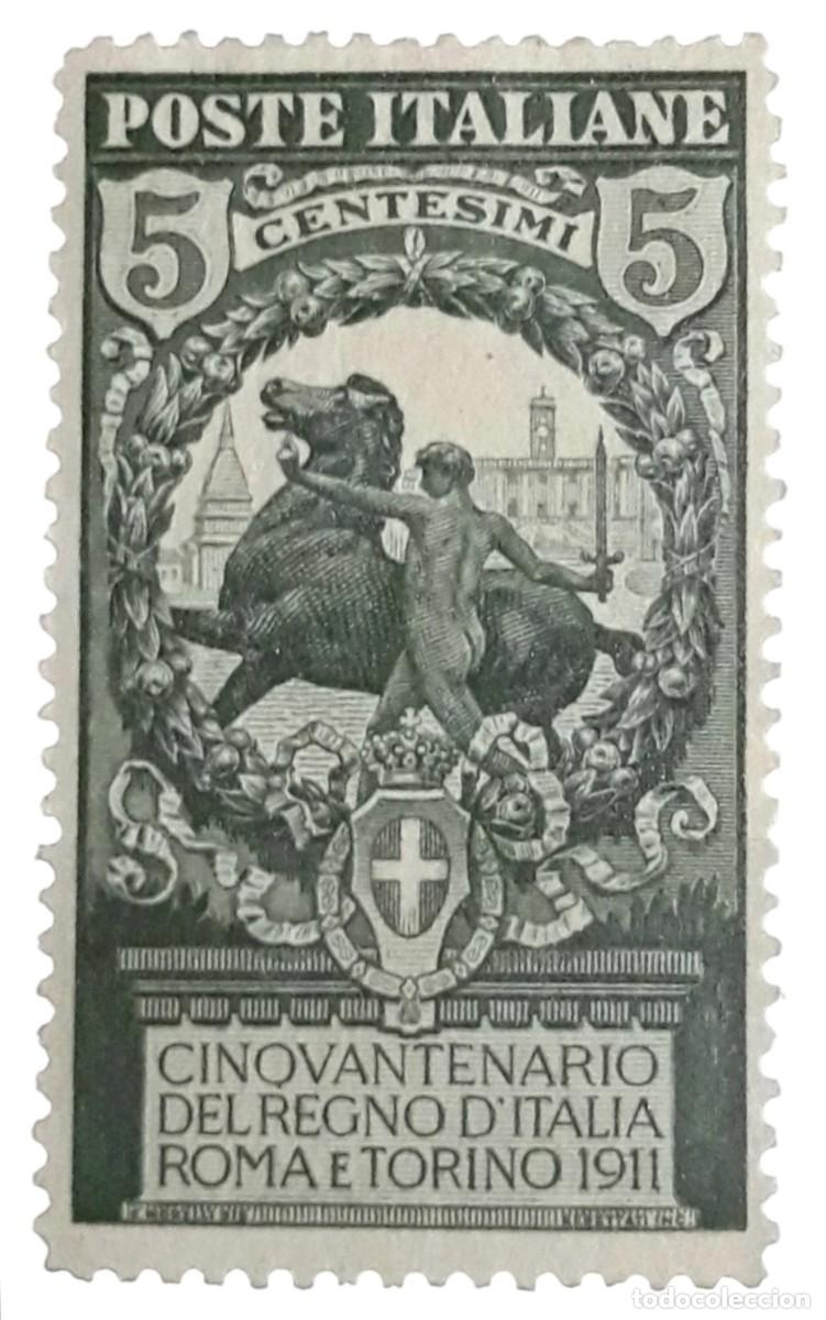 Sellos: ITALIA 1911 L Aniversario de la fundaci&oacute;n del Estado Italiano. NUEVO - MH *