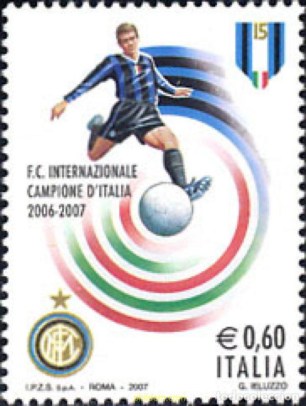 Sellos: 212295 MNH ITALIA 2007 INTERNAZIONALE F.C. CAMPEON DE ITALIA DE FUTBOL