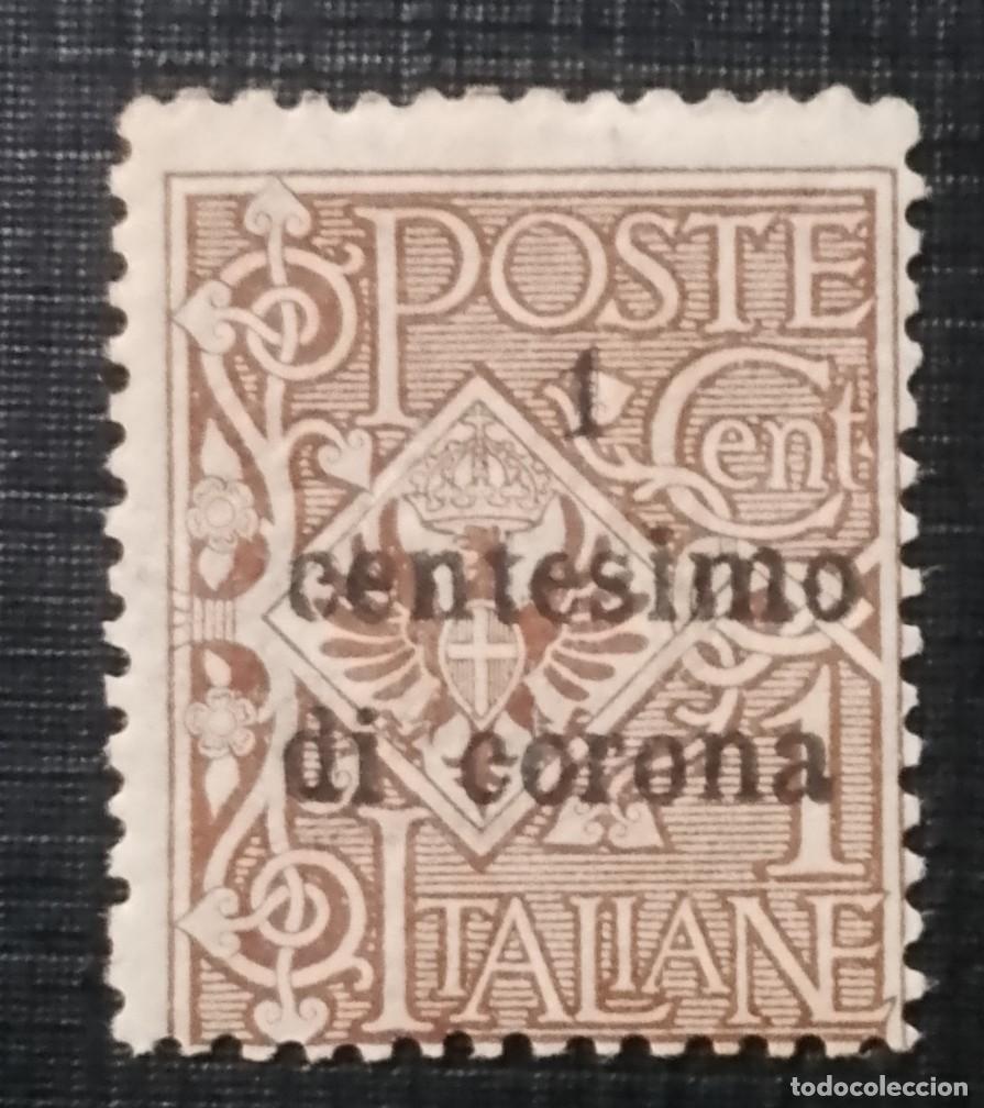 Sellos: ITALIA 1 CENT - OCUPACI&Oacute;N AUSTRAIA, A&Ntilde;O 1919 - SOBREIMPRESO: 1 CENTESIMO DI CORONA