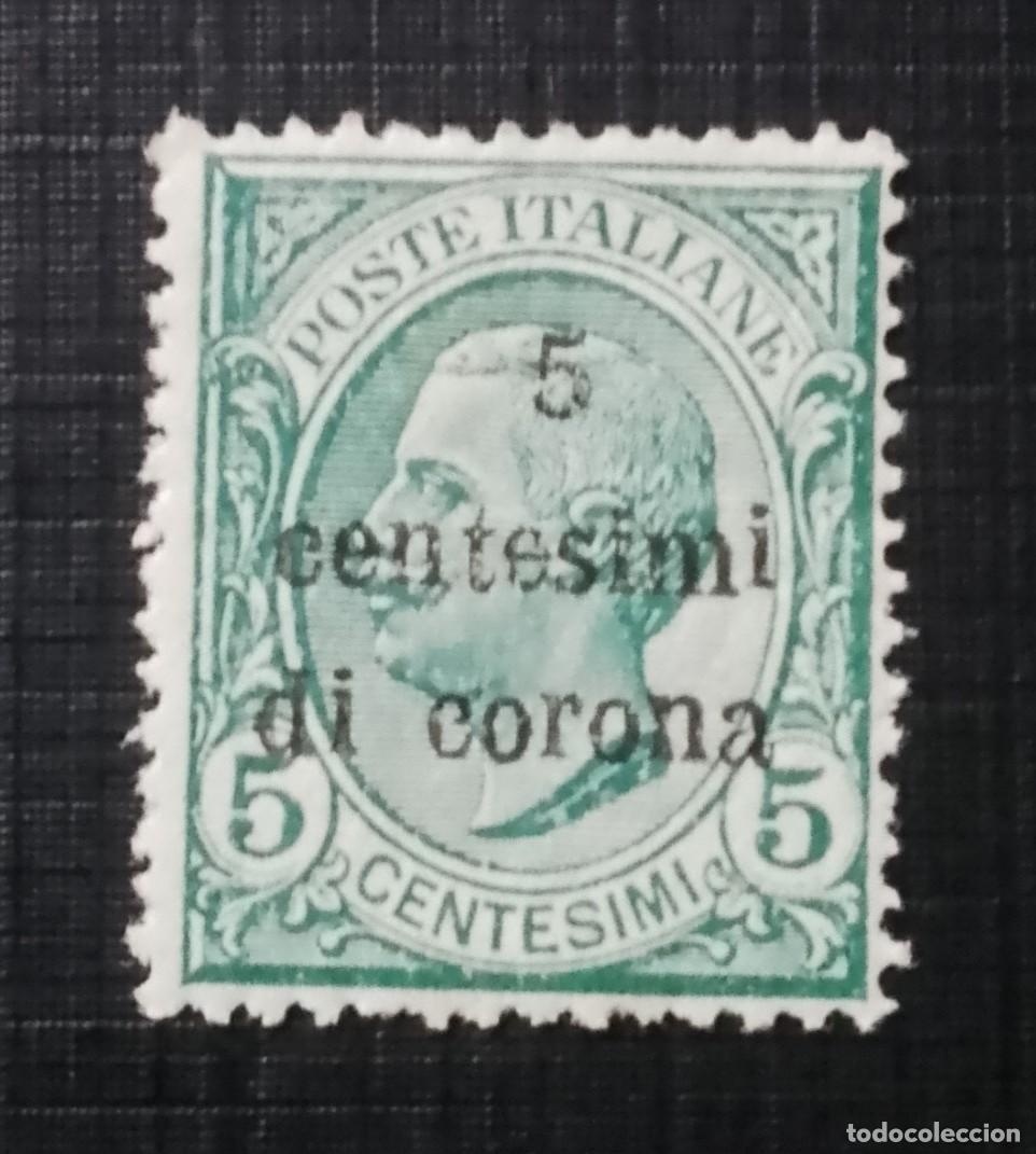 Sellos: ITALIA 5 CENTESIMI - SOBREIMPRESO: 5 CENTESIMI DI CORONA