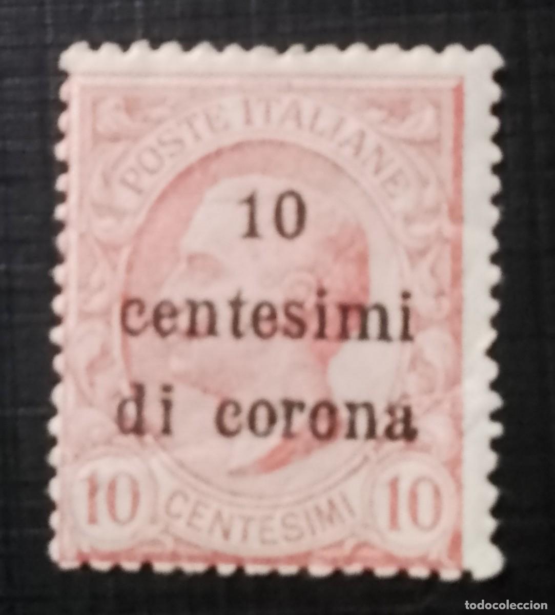 Sellos: ITALIA 10 CENTESIMI - SOBREIMPRESO: 10 CENTESIMI DI CORONA
