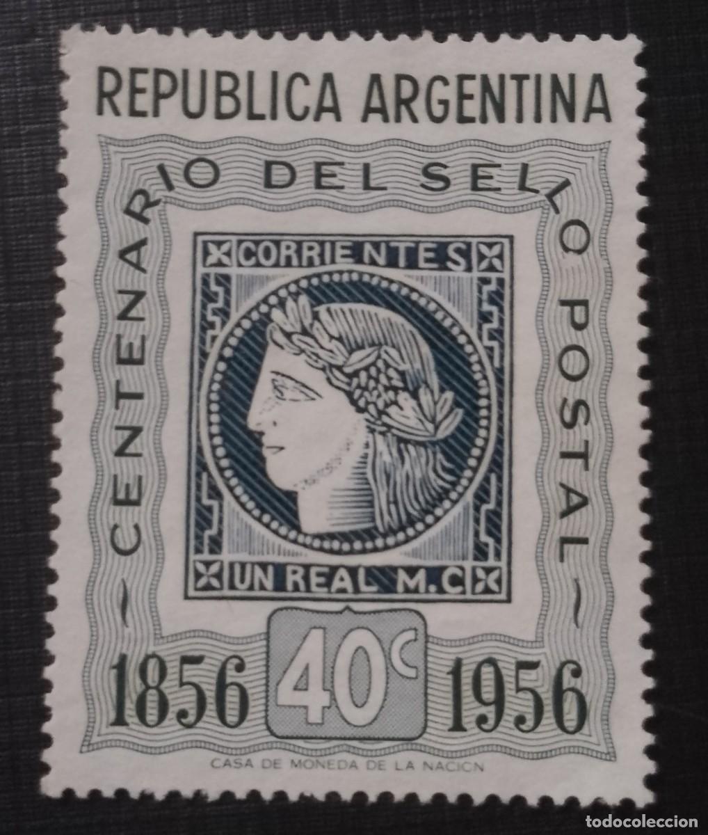 Sellos: ARGENTINA 40 C - 1856.1956 - CENTENARIO DEL SELLO POSTAL -