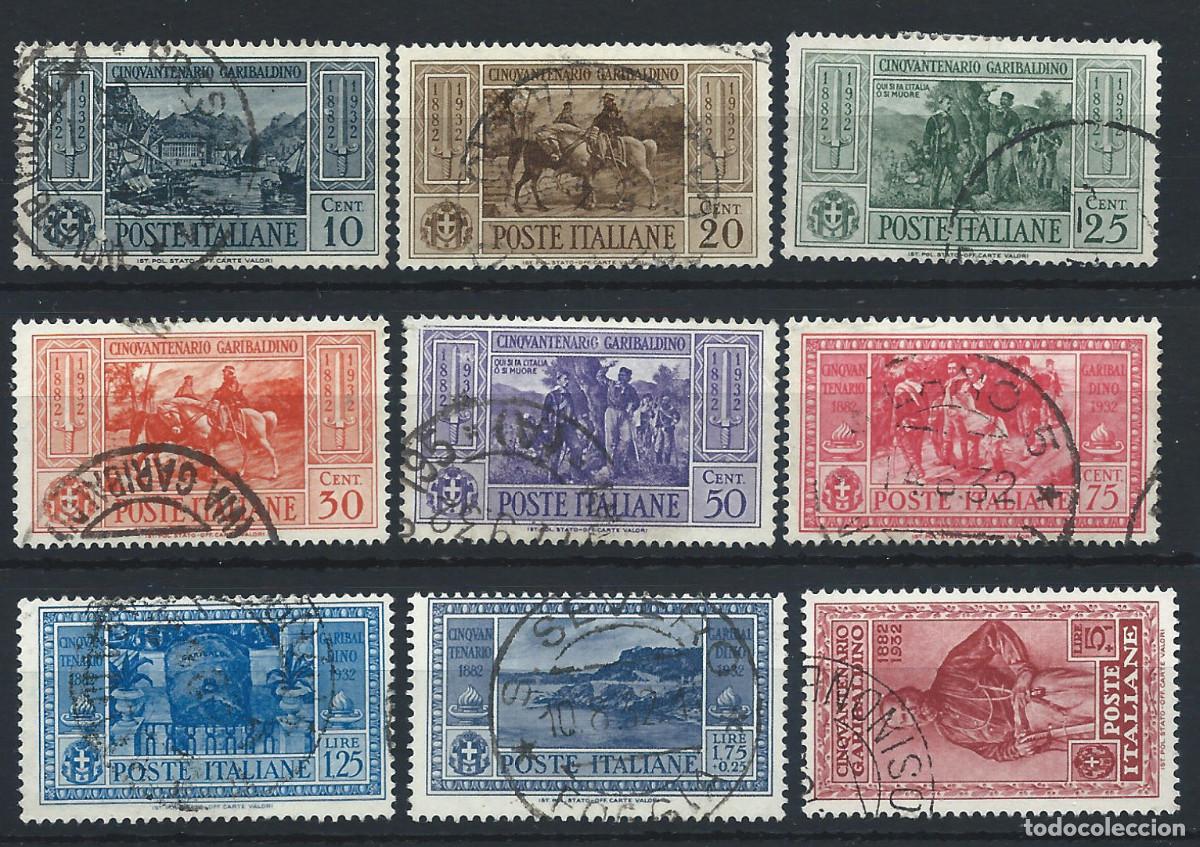 Sellos: Italie N&deg;295/302 + 304 Obl (FU) 1932 - Mort de Garibaldi