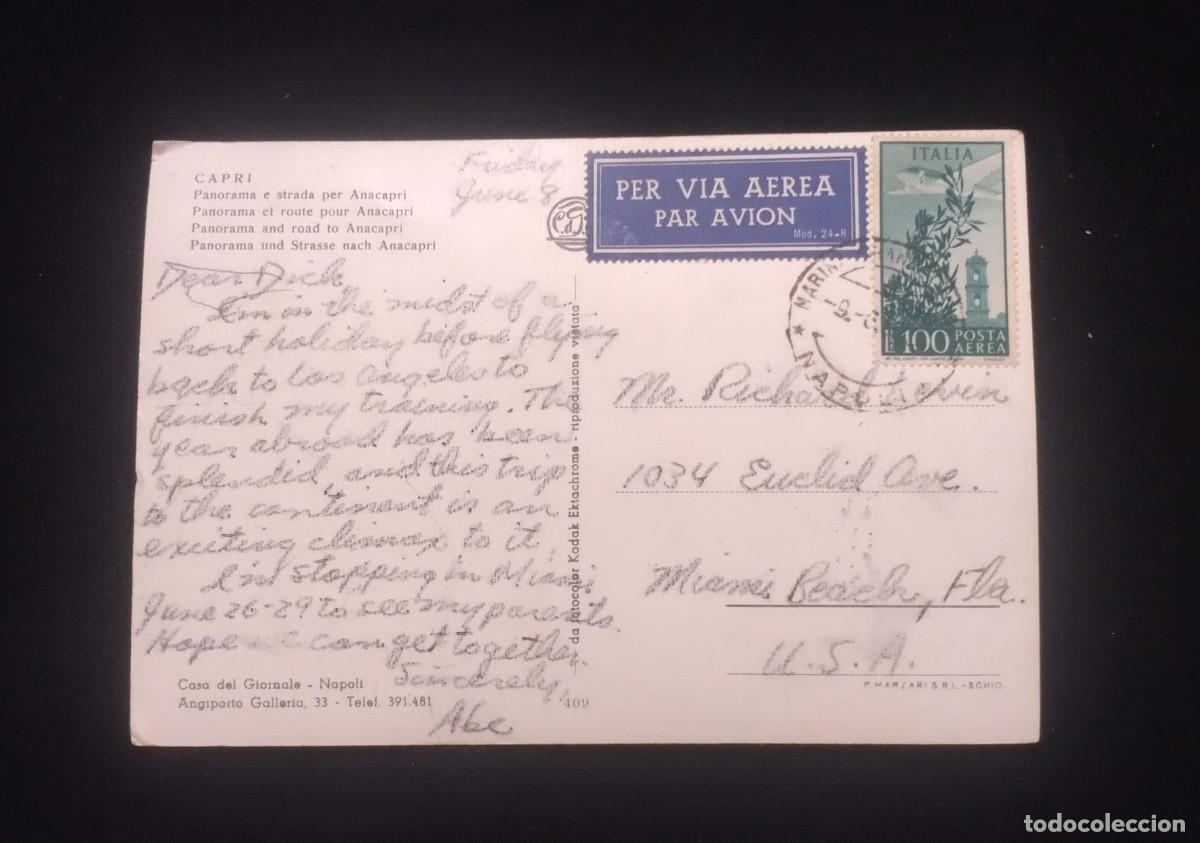 Sellos: TS) 1956 ITALY, POSTCARD, AIRMAIL,WITH THE OLIVE TREE, THE CAMPIDOGLIO TOWER AND THE DOUGLAS DC-3 AI