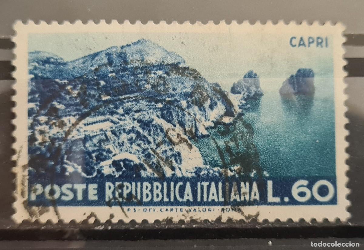 Sellos: Sello usado de Italia 1953. Serie tur&iacute;stica: Capri