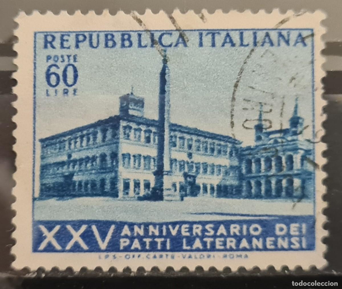 Sellos: Sello usado de Italia 1954: XXV aniversario de los Acuerdos de Latran