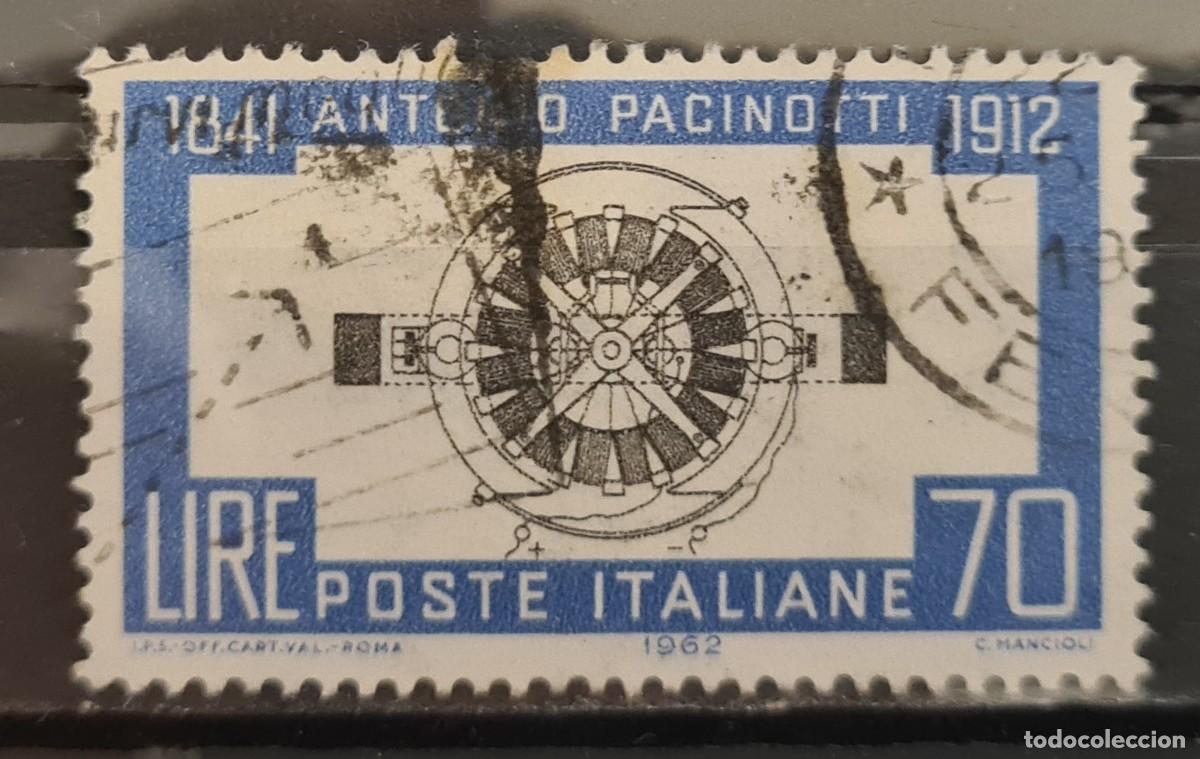 Sellos: Sello usado de Italia 1962: Cincuentenario de la muerte del f&iacute;sico Antonio Pacinotti
