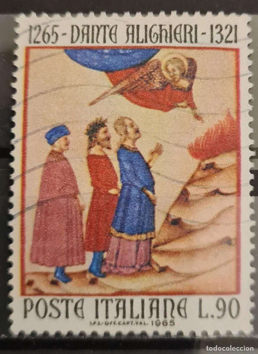 Sellos: Sello usado de Italia 1965: VII Centenario del nacimiento de Dante Alighieri