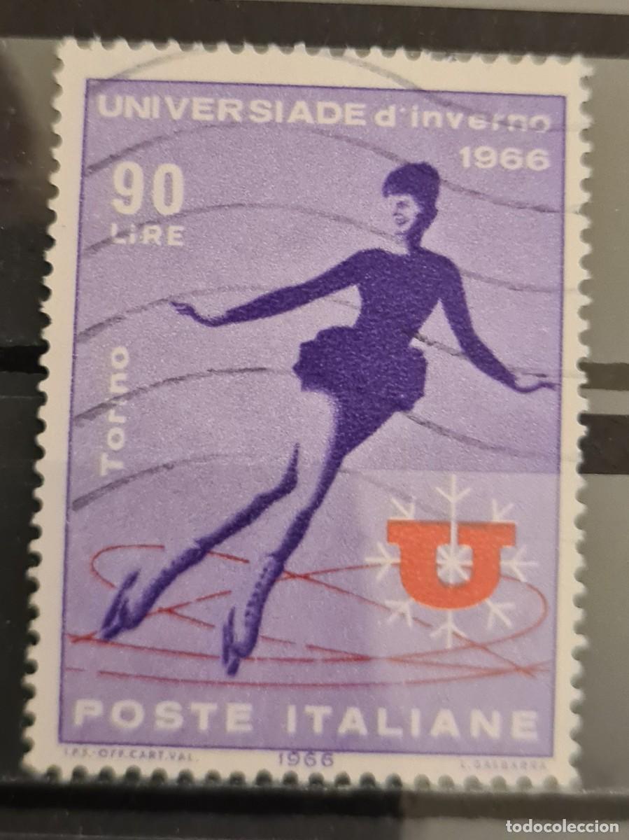 Sellos: Sello usado de Italia 1966: Juegos Ol&iacute;mpicos de Invierno, Tur&iacute;n