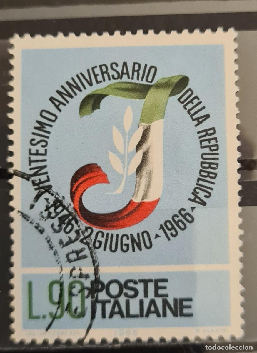 Sellos: Sello usado de Italia 1966: XX aniversario de la Rep&uacute;blica