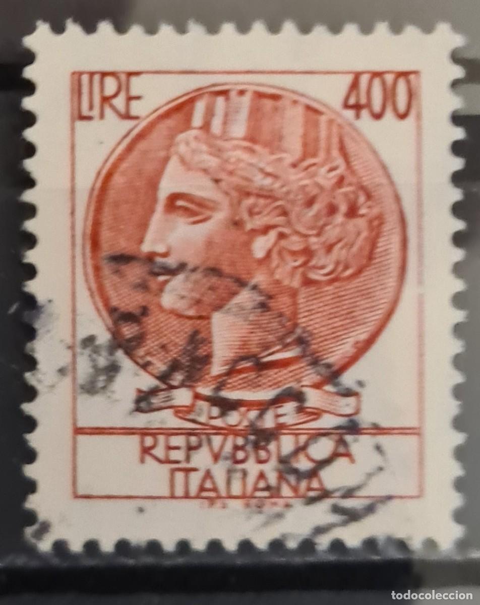 Sellos: Sello usado de Italia 1976: moneda siracusiana